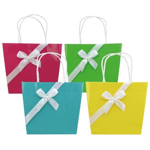 Цветна подаръчна торбичка с панделка 22,5х18см