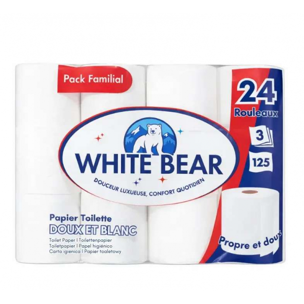 White Bear Тоалетна хартия, бяла луксозна, 24бр